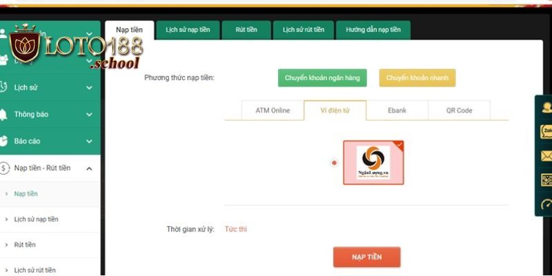 Nạp tiền Loto188 qua ví điện tử siêu tiện lợi